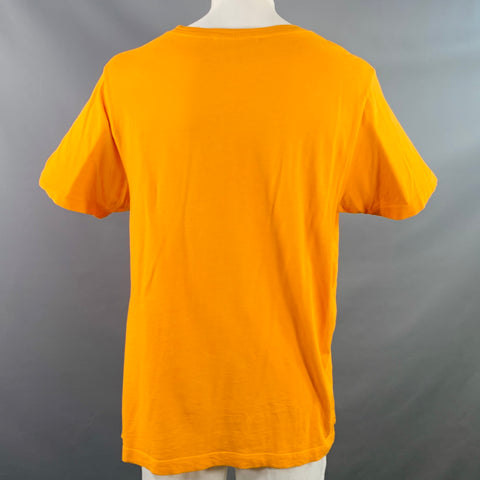 THE ELDER STATESMAN Size XL Yellow Orange Cotton Cashmere Scoop Neck T-shirt