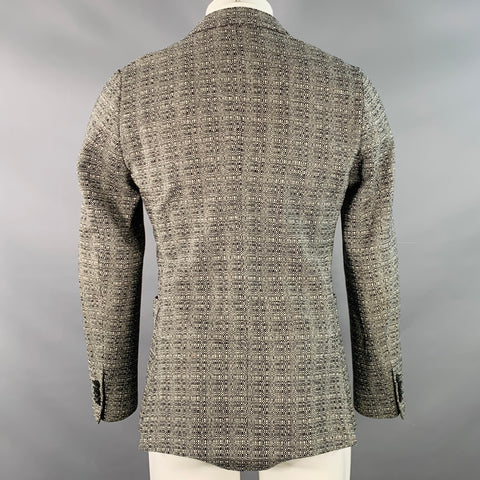 PAUL SMITH Size 36 Black White Woven Wool Notch Lapel Sport Coat