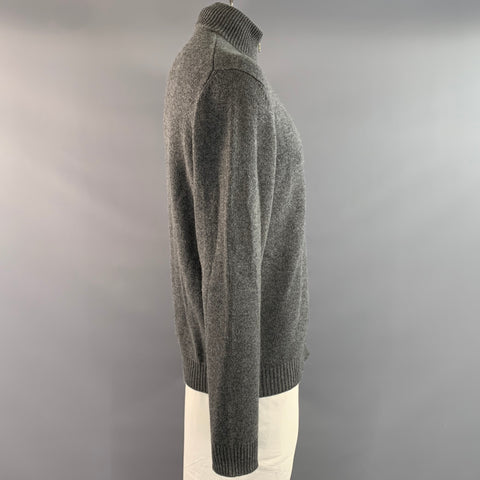 PRADA Size 42 Grey Knitted Cashmere Zip Up Jacket