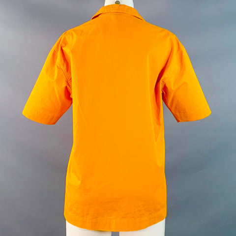 DRIES VAN NOTEN Size S Orange Cotton Open Collar Two Pocket Short Sleeve Shirt