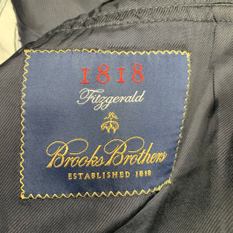 BROOKS BROTHERS Size 41 Navy Grey Pinstripe Wool Notch Lapel Suit