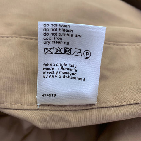 AKRIS Size 10 Beige Polyester Cotton Double Zipper Coat