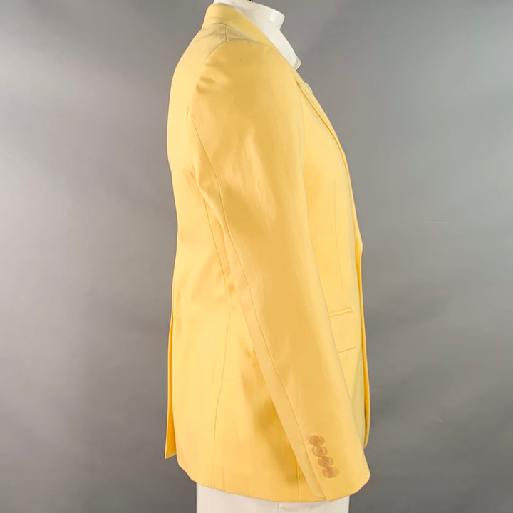 ALEXANDER MCQUEEN Size 42 Yellow Cotton Notch Lapel Single Button Sport Coat