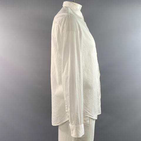 EMPORIO ARMANI Size XL White Textured Pointed Collar Long Sleeve Shirt