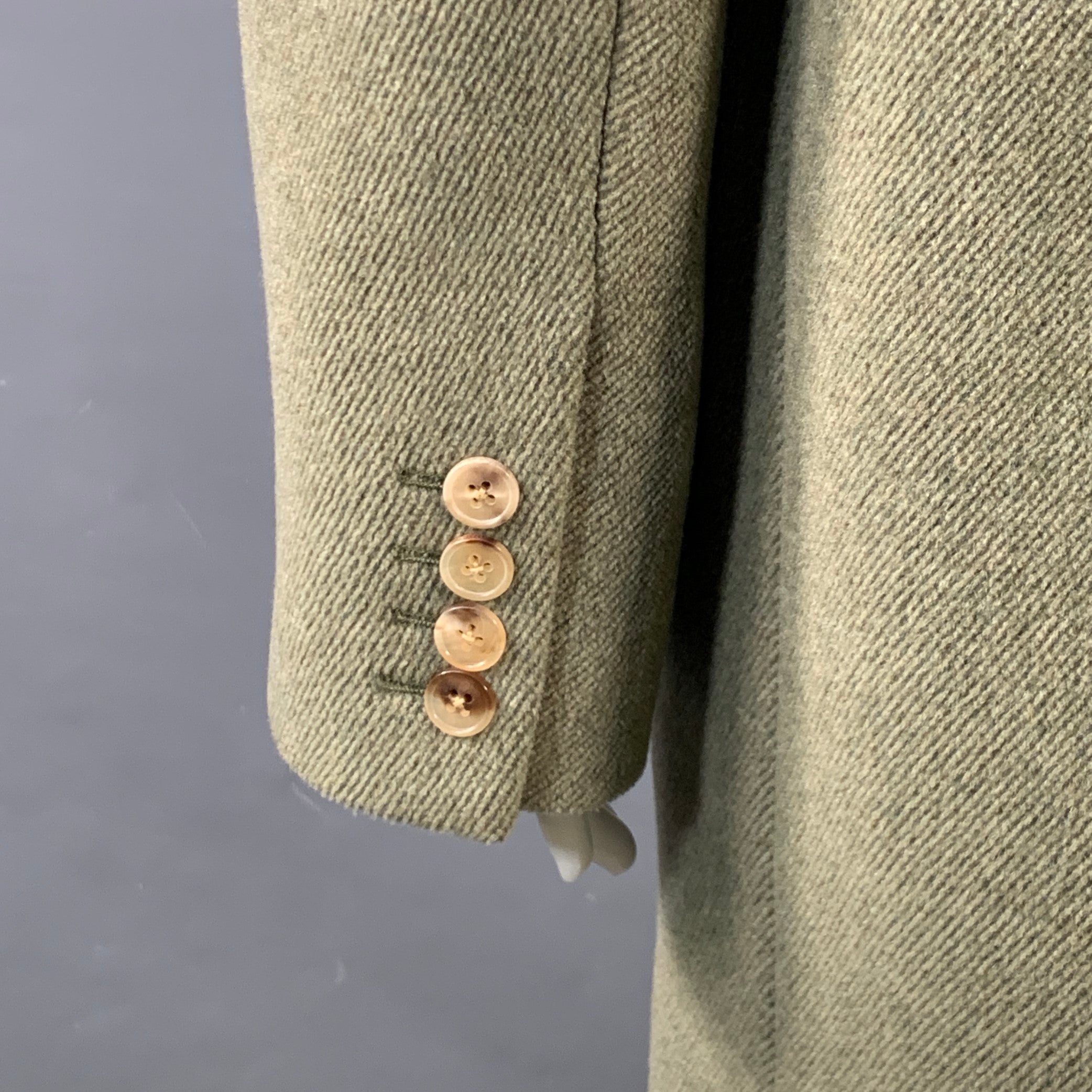 THE ROW Size XS Green Sage Wool Polyamide Twill Double Breasted