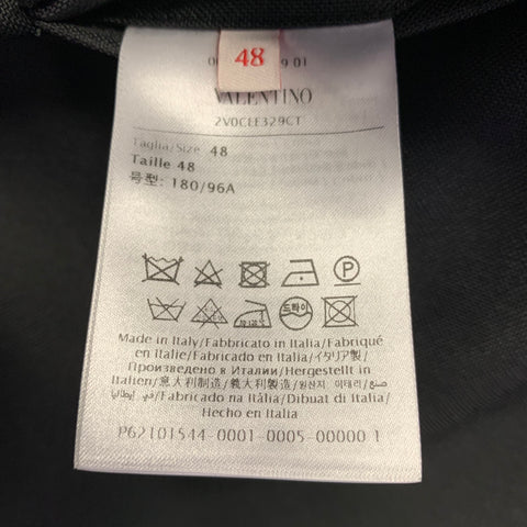 VALENTINO Size 38 Black Polyester Double Breasted Peak Lapel Sport Coat