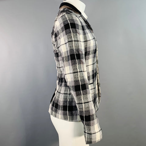 HAIDER ACKERMANN Size 34 Grey Black White Plaid Wool Cotton Sport Coat
