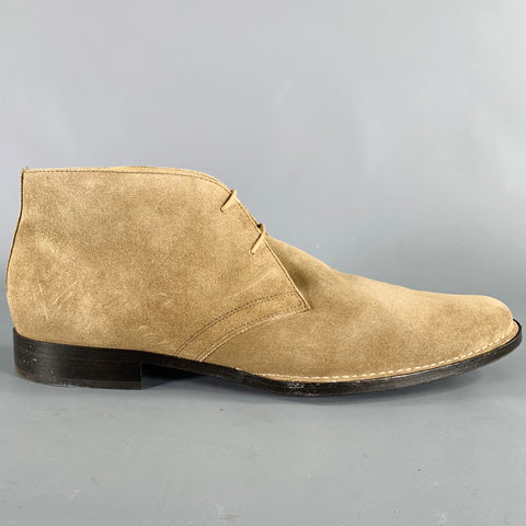 BANANA REPUBLIC Size 9.5 Taupe Suede Lace-Up Boots