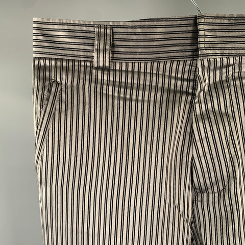 HAIDER ACKERMANN Size 33 Silver Black Tandem Stripe Silk Tapered Dress Pants