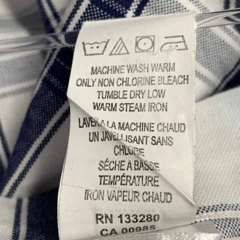 THOM BROWNE Size S White Navy Plaid Cotton One Pocket Long Sleeve Shirt