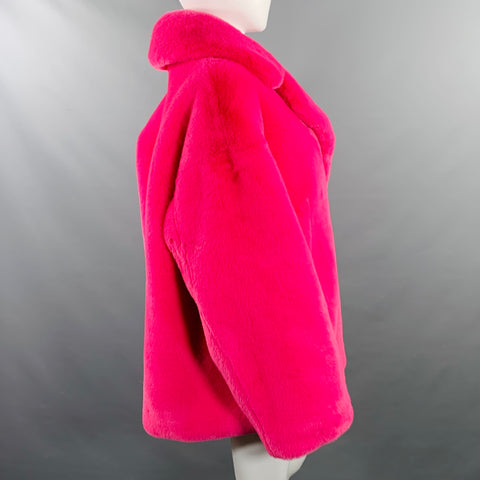 STAND STUDIO Size S Savannah Pink Polyester Oversized Faux Mink Fur Jacket