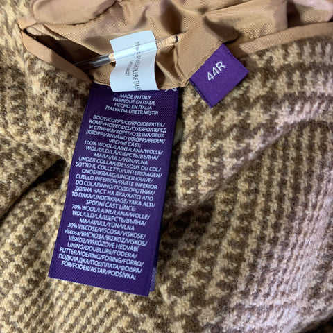 RALPH LAUREN Size 44 Camel Brown Glen Check Wool Notch Lapel Sport Coat