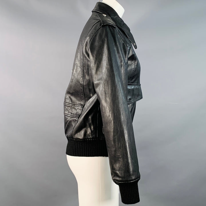 ZADIG & VOLTAIRE Size XS Luka Black Lambskin Leather Bomber Jacket