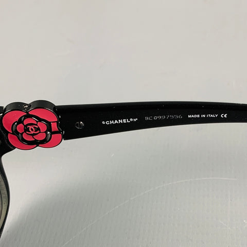CHANEL Black Red Camellia Sunglasses Frames
