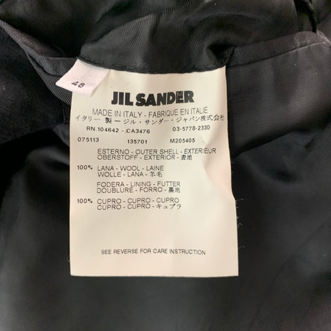 JIL SANDER Taille 38 Costume noir en laine patchwork à un bouton