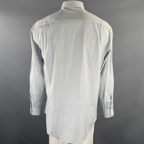 Chemise à manches longues en coton rayé gris et blanc ERMENEGILDO ZEGNA Taille XL