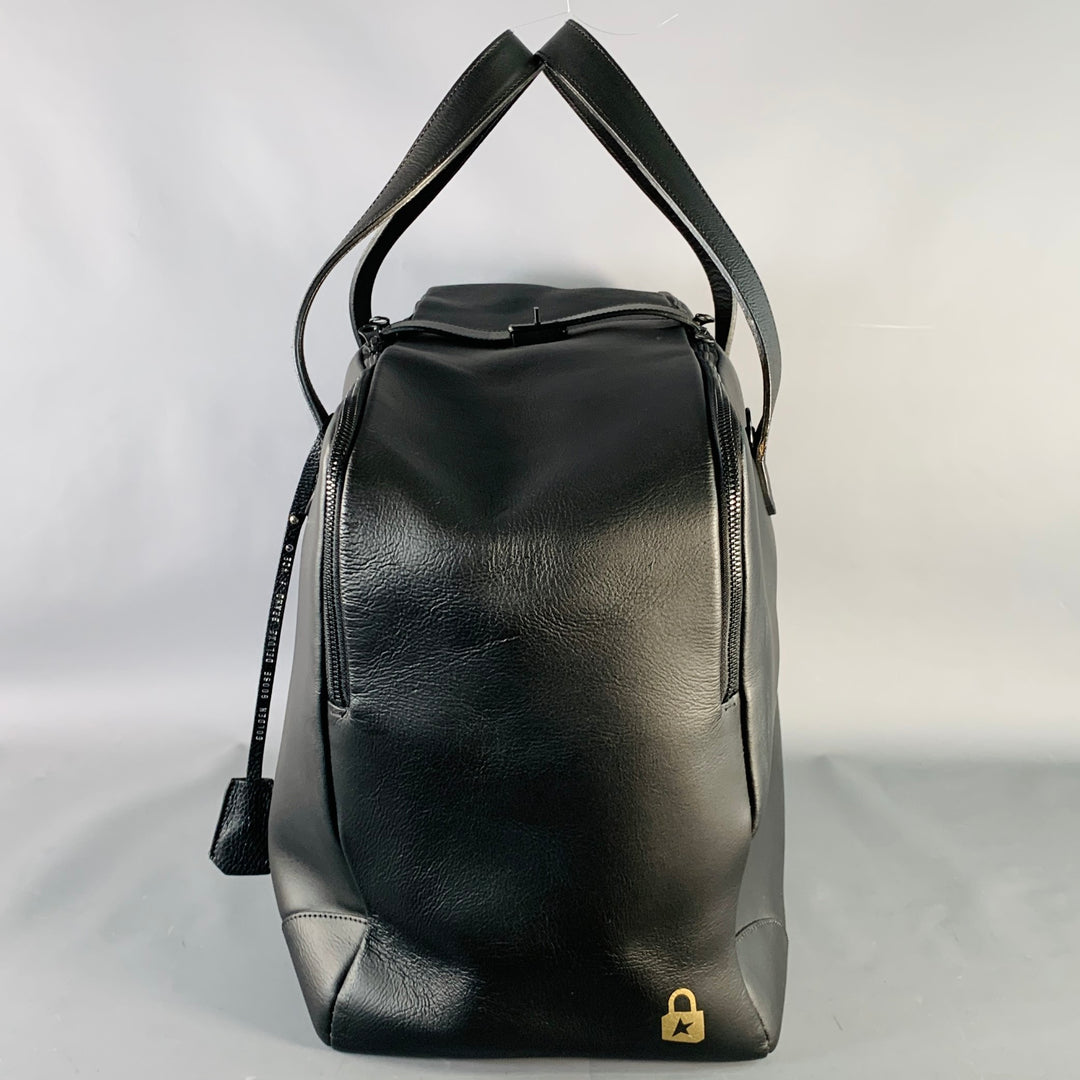GOLDEN GOOSE Black Silver Leather Top Handle Duffle Bag