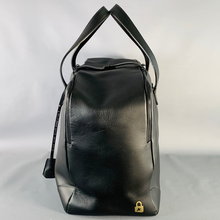 GOLDEN GOOSE Black Silver Leather Top Handle Duffle Bag