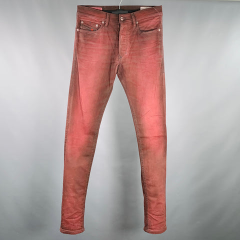 DIESEL Size 27 Tepphar Red Cotton Blend Carrot Tapered Slim Distressed Jeans