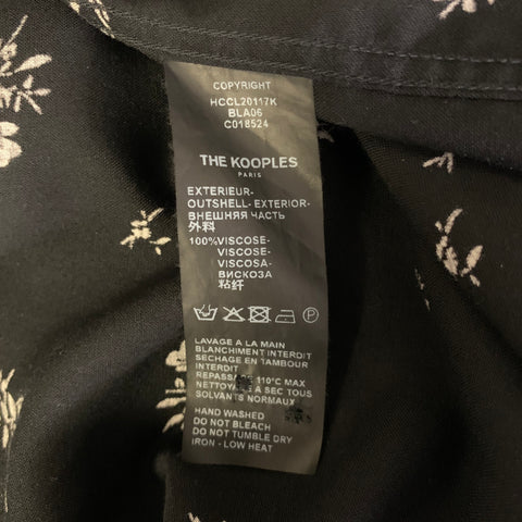 THE KOOPLES Size L Black White Floral Viscose Long Sleeve Shirt