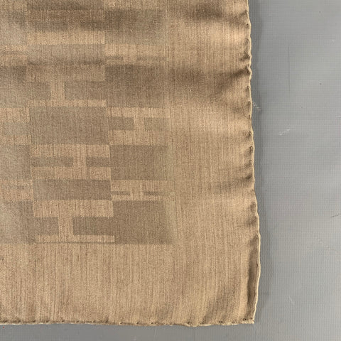 HERMES Beige Gold Logo Silk / Wool Scarves