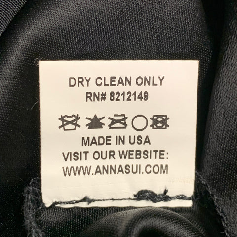 ANNA SUI Size 6 Black Polyester Mixed Fabrics Short Sleeve Cocktail Dress