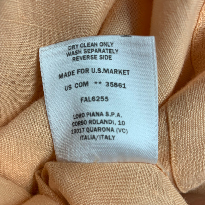 LORO PIANA Size M Orange Linen One Pocket Long Sleeve Shirt