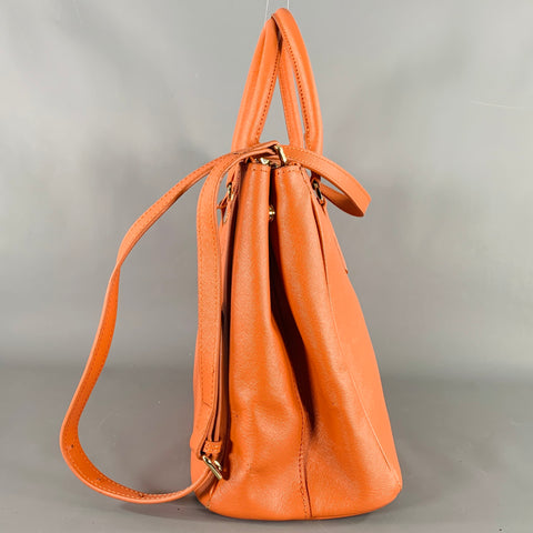 PRADA Galleria Orange Saffiano Leather Top Handles Handbag