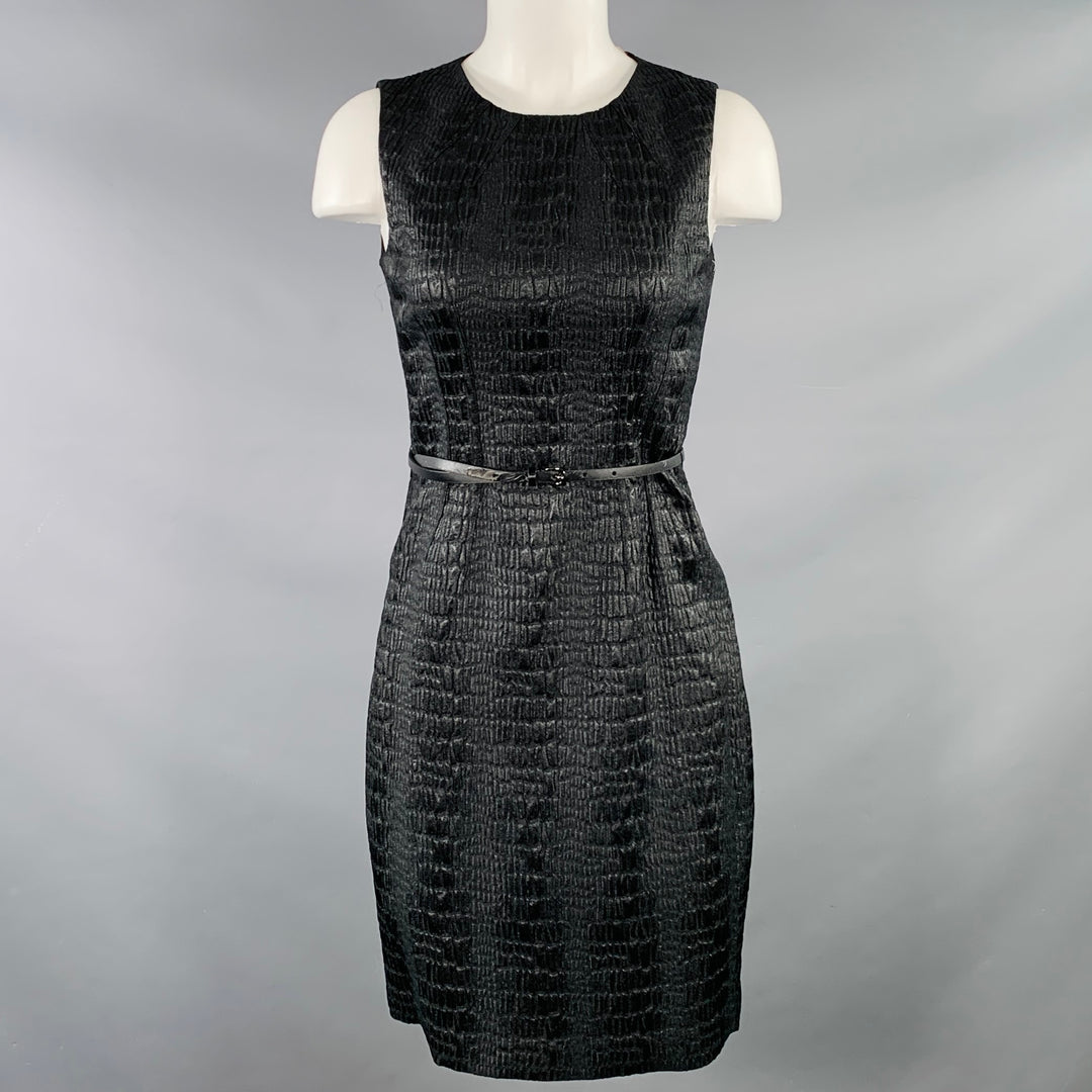 ELIE TAHARI Size 2 Black Polyester Blend Sleeveless Midi Dress