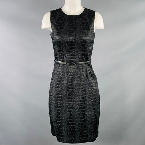 ELIE TAHARI Size 2 Black Polyester Blend Sleeveless Midi Dress