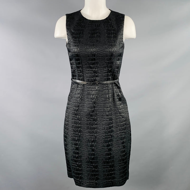 ELIE TAHARI Size 2 Black Polyester Blend Sleeveless Midi Dress