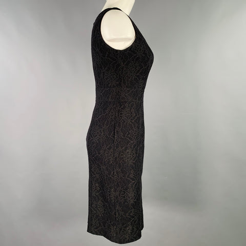 BURBERRY LONDON Size 4 Black Polyamide Blend Floral Sleeveless Cocktail Dress