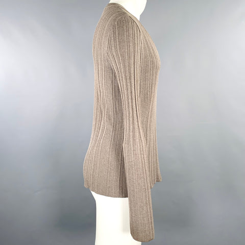 DOLCE & GABBANA Size XS Grey Taupe Rib Knit V-Neck Pullover