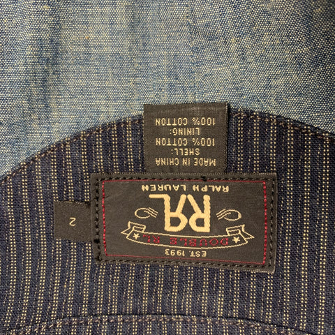 Gilet RRL by RALPH LAUREN Taille 2 Coton Rayé Bleu Marine Gris Tissus Mélangés