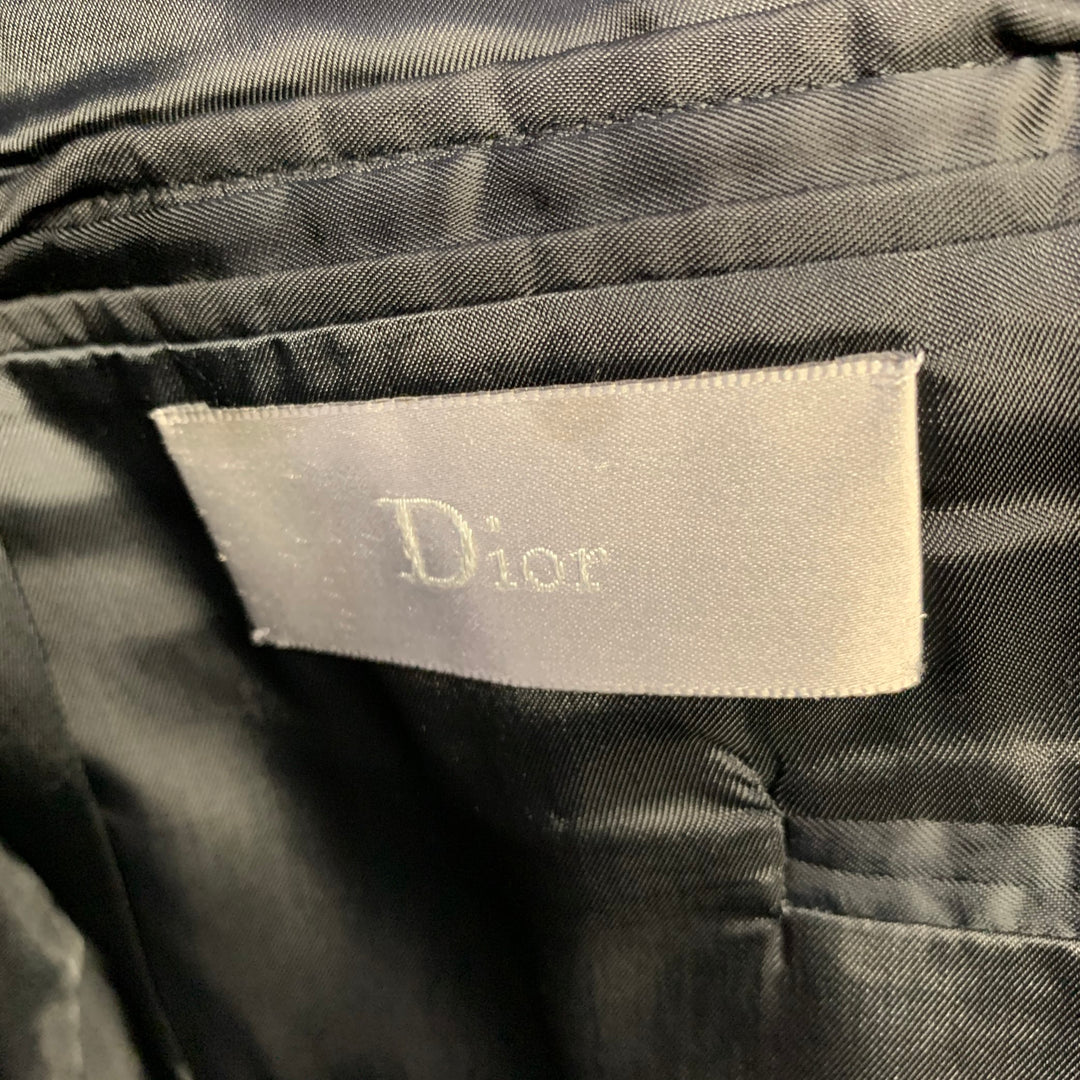 DIOR HOMME Chest Size Black Floral Polyester Blend Tuxedo Sport Coat