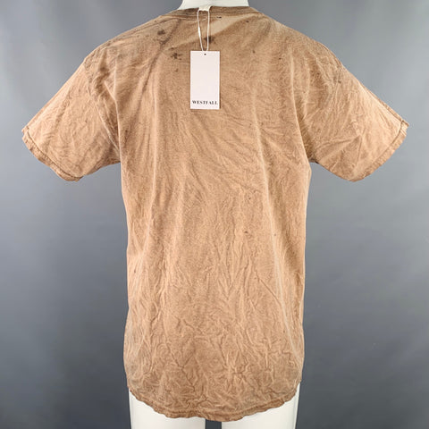T-shirt WESTFALL en coton à col rond, taille M, imprimé graphique multicolore marron