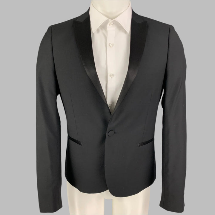 THE KOOPLES Size 36 Black Wool Tuxedo Sport Coat