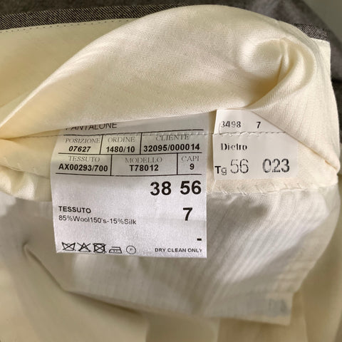 CANALI Size 38 Grey Heather Wool silk Flat Front Dress Pants