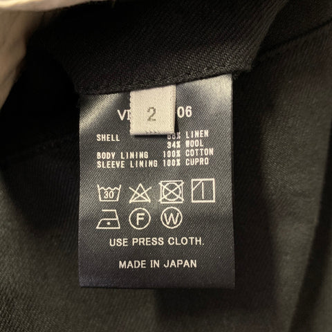 THE VIRIDI-ANNE Black Linen Wool Panneled Sport Coat