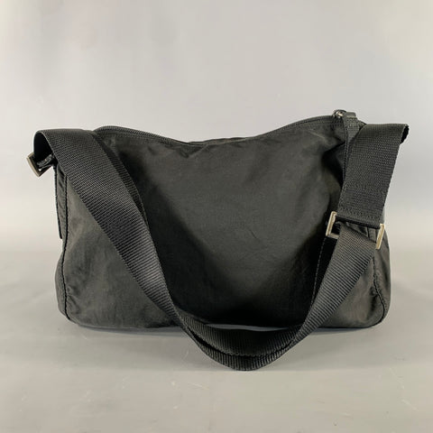 PRADA Black Silver Logo Nylon Shoulder Bag Bags