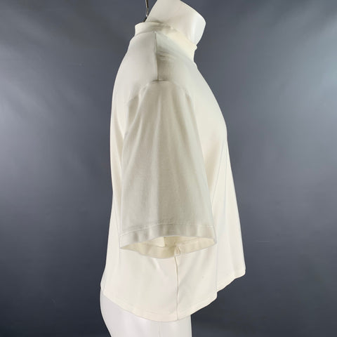 PYER MOSS Size L Off White Graphic Viscose Blend Cropped T-shirt