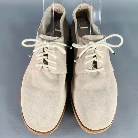 DEL CARLO Size 6.5 Grey Suede Lace-Up Derby Shoes