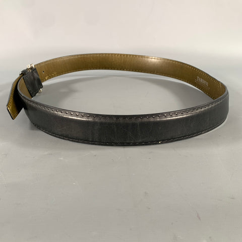 TARDINI Size 38 Black Crackled Leather Belt