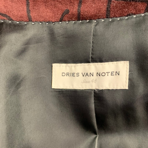 DRIES VAN NOTEN Size 38 Brown Black Abstract Cotton Sport Coat