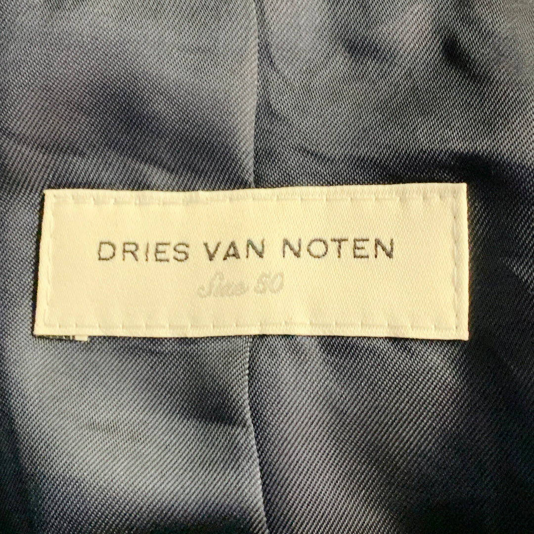 DRIES VAN NOTEN Size 40 Navy Grey Stripe Cotton Blend Notch Lapel Sport Coat