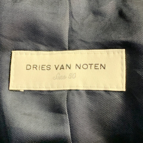 DRIES VAN NOTEN Size 40 Navy Grey Stripe Cotton Blend Notch Lapel Sport Coat