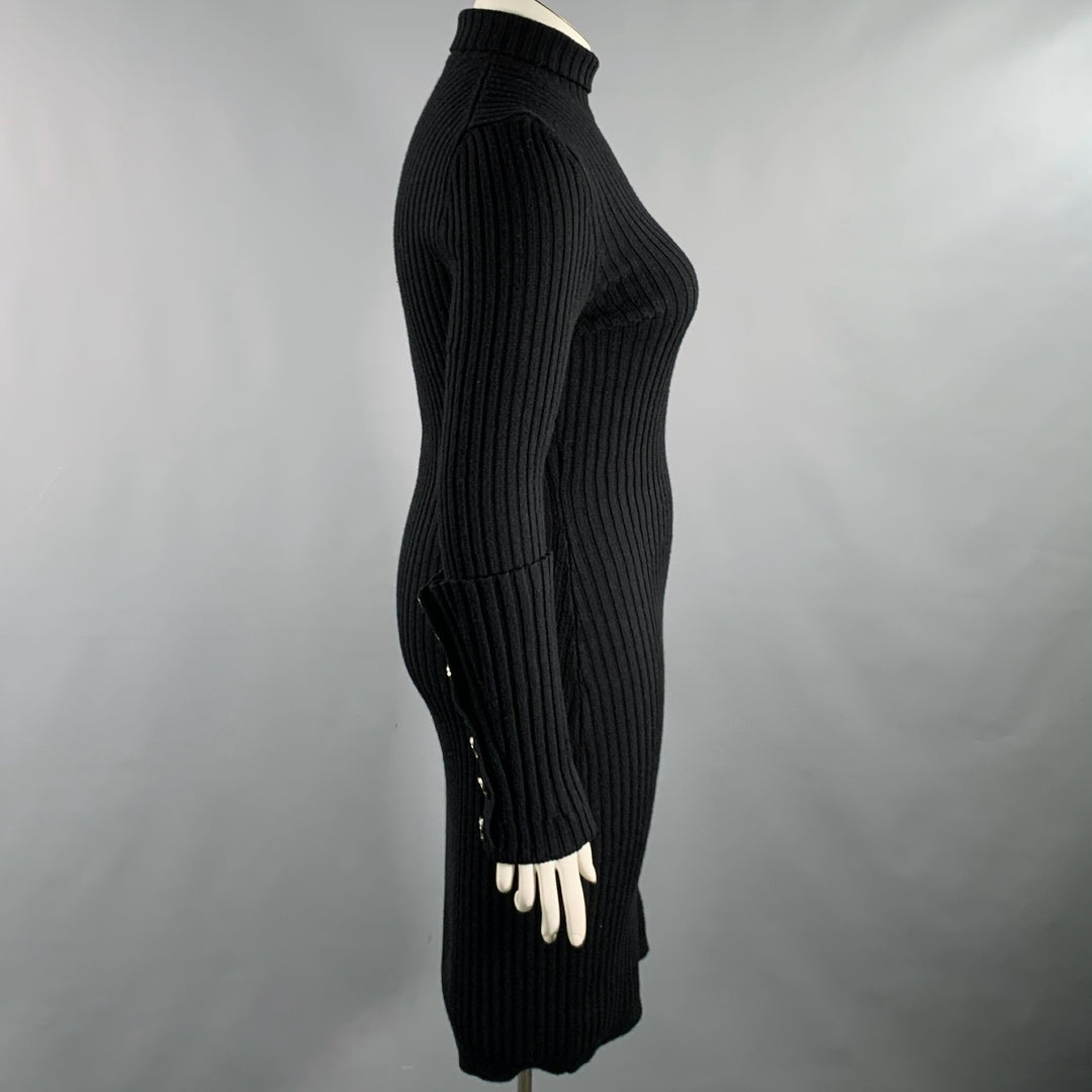 PACO RABANNE Size L Black Wool Blend Ribbed Turtleneck Dress – Sui Generis  Designer Consignment