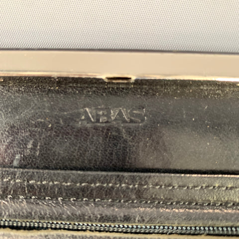 ABAS Black Embossed Leather Metal Clutch