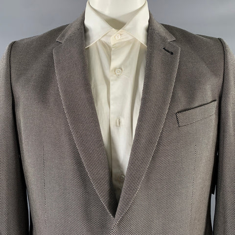 DRIES VAN NOTEN Size 44 Grey Black Cotton Notch Lapel Suit