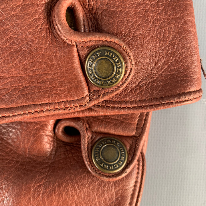 BURBERRY LONDON Size 9 Brown Gold Deerskin Leather Gloves